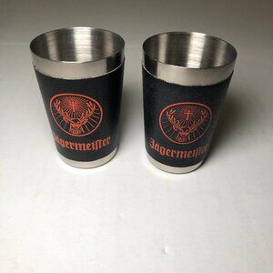 Jagermeister Shot Glasses Stainless Steel Black Stag Logo Orange/Red Barware Lot